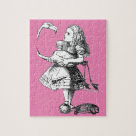 Alice och flamingon ( rosa bkgrd ) pussel