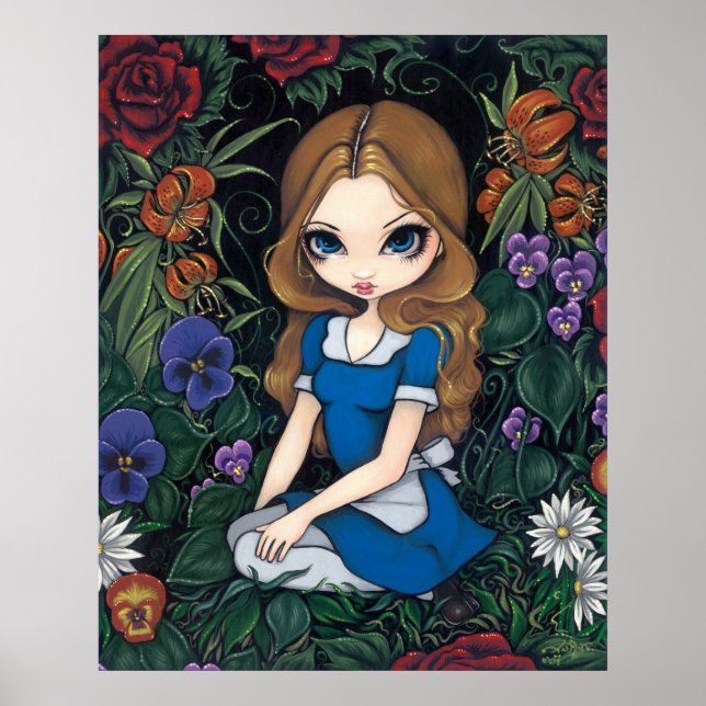 Alice och Flowers Art Print - i Wonderland Poster (Framsidan)