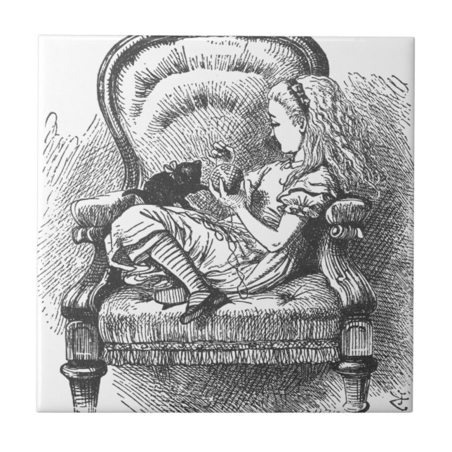 Alice och henne kattunge kakelplatta (Framsidan)