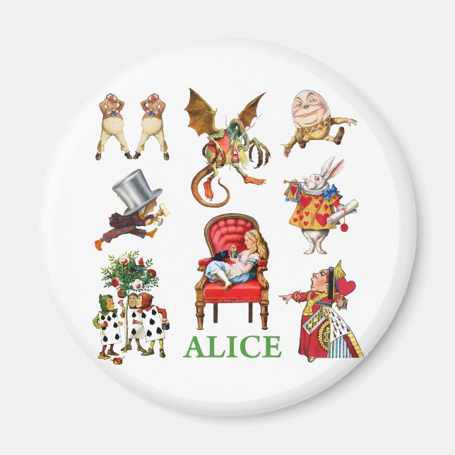 Alice och hennes vänner i Wonderland Magnet (Framsidan)