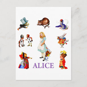 Alice och hennes vänner i Wonderland Vykort