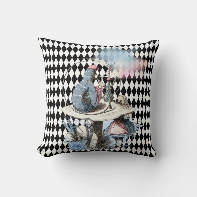 Alice och Hookah Smoking Caterdar Throw Pil Kudde (Framsida)