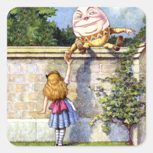Alice och Humpty Dumpty i underland Fyrkantigt Klistermärke