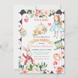 Alice och kanin Tea Party Baby Shower Inbjudningar