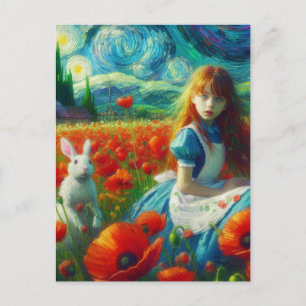 Alice och kaninen Ange Oz Van Gogh Fantasy Vykort