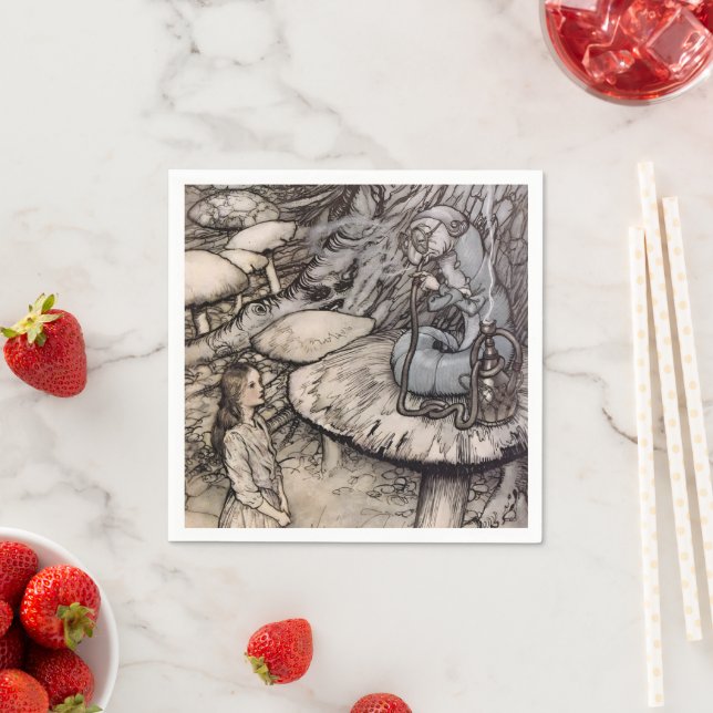 Alice och Katerpelaren Wonderland Party Rackham Pappersservett (Insitu)