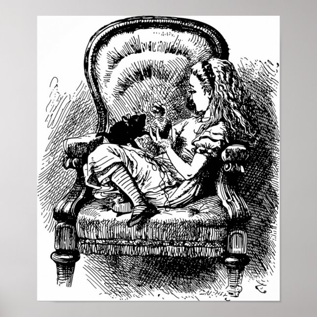 Alice och Kitten Illustration Poster (Framsidan)