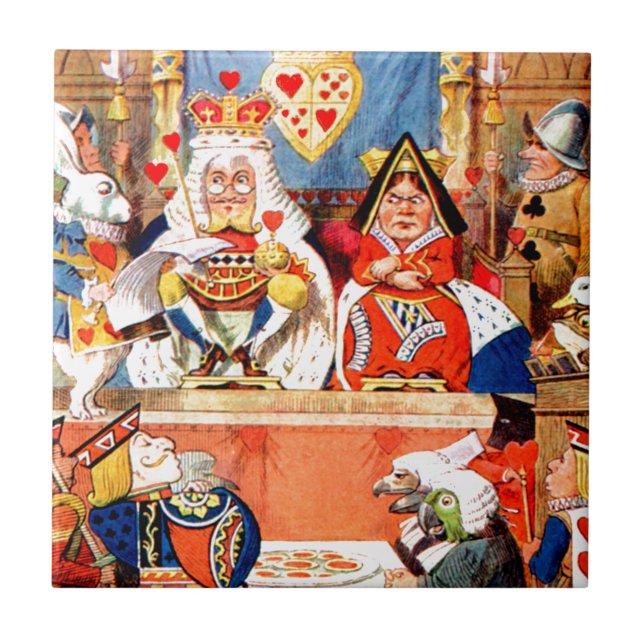 Alice och Knave of Hearts Trial i Wonderland Kakelplatta (Framsidan)