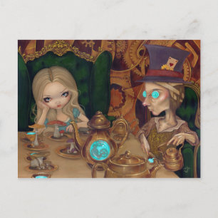 Alice och Mad Hatter steampunk Postcard Vykort