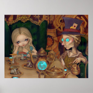 Alice och Mad Hatter steampunk wonderland Skriv ut Poster