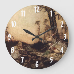 Alice och Rabbit Arthur Rackham Wall Clock Stor Klocka