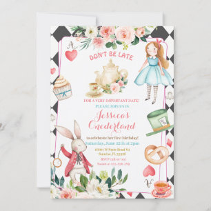 Alice och Rabbit Tea Party-inbjudan Inbjudningar