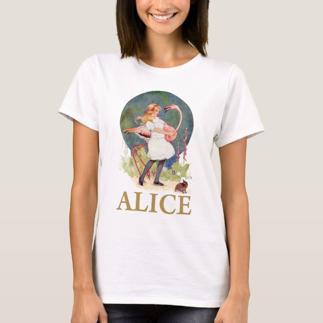 ALICE OCH ROSA FLAMINGO PLAY CROQUET TEE SHIRT (Framsida)