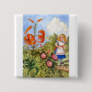 Alice och Talking Flowers i Wonderland Knapp