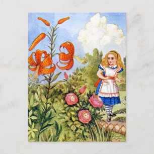 Alice och Talking Flowers i Wonderland Vykort