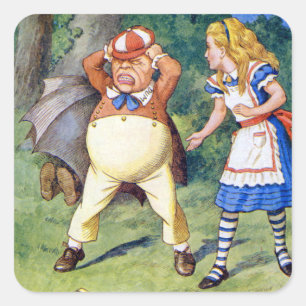 Alice och Tweedledee i Wonderland Fyrkantigt Klistermärke