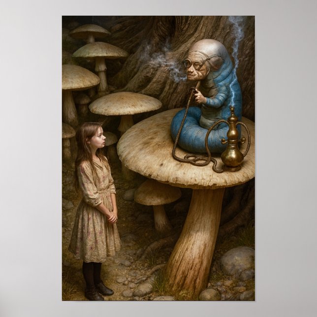 Alice Och vattenpipesmugande fjäril Poster (Framsidan)