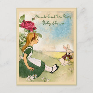 Alice och vit kanin Wonderland Baby Shower Inbjudningar
