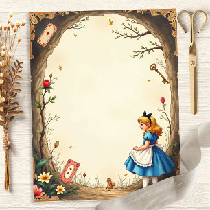 Alice och Vita Kanin Blommig Scrapbookpapper