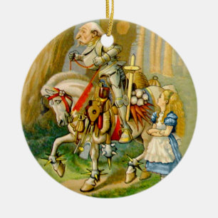 Alice och vitriddaren i underland julgransprydnad keramik