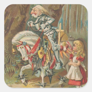 Alice och White Knight Sticker Fyrkantigt Klistermärke