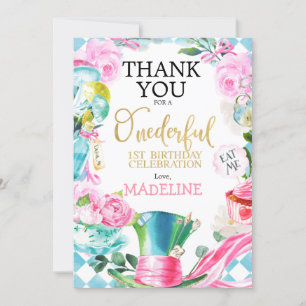 Alice Oenderful 1:a födelsedagen - tack för ditt k Inbjudningar