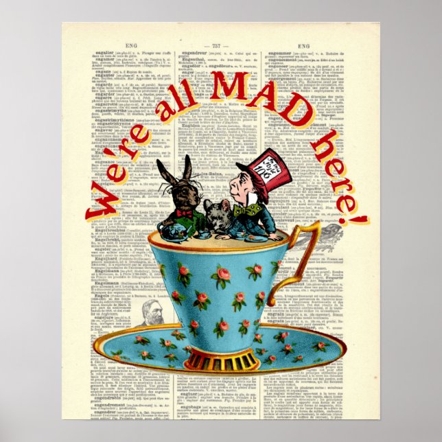 Alice på Wonderland All Mad Old Dictionary Page Poster (Framsidan)