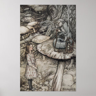 Alice pratar med Caterpelaren Small Poster