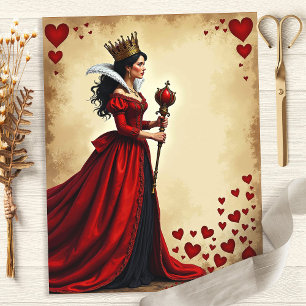 Alice Queen of Hearts Red Scepter Scrapbook Papper