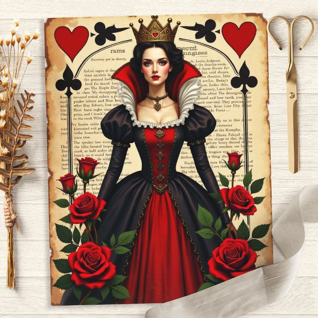 Alice Queen of Hearts Röd ros Scrapbook Papper (Skapare uppladdad)
