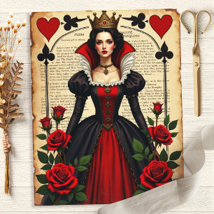 Alice Queen of Hearts Röda Rosor Scrapbookpapper