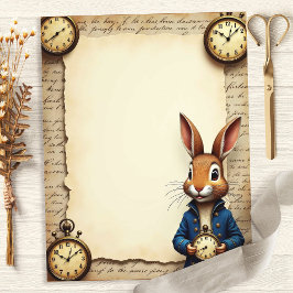 Alice Rabbit och Pocket Watches Scrapbook Papper
