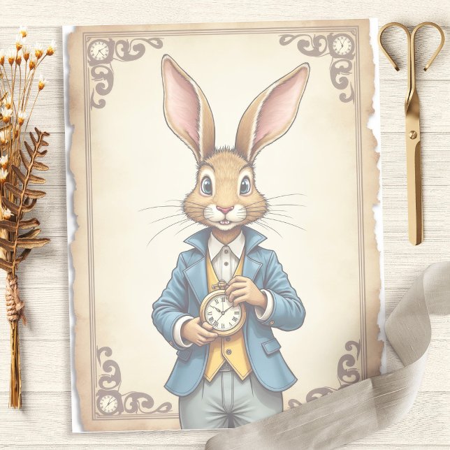 Alice Rabbit Pocket Watch Scrapbook Papper (Skapare uppladdad)