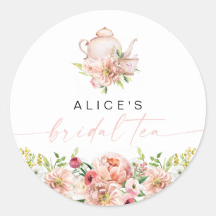 ALICE Röda Blommiga Bröllops Te-Party Brunch Firan Runt Klistermärke