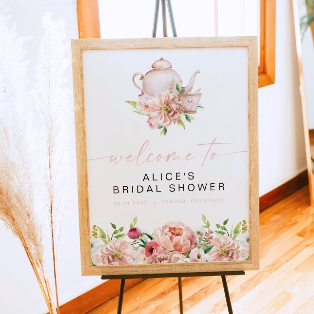 ALICE Röda Blommor Bröllops Te-partaj Brunch Välko Poster (Skapare uppladdad)
