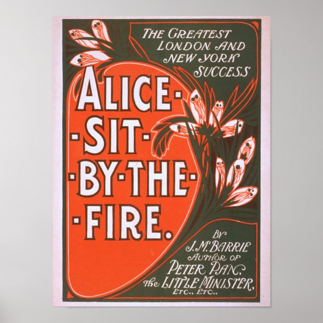 Alice Sit vid Fire Underbar London Play Poster (Framsidan)