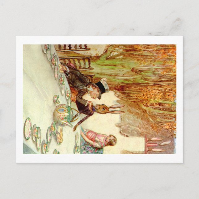 ALICE SJÄLV TILL MAD HATTER'S TEA PARTY VYKORT (Framsida)