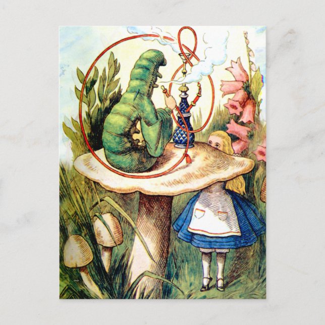 Alice söker råd från en vattenpelare vykort (Framsida)