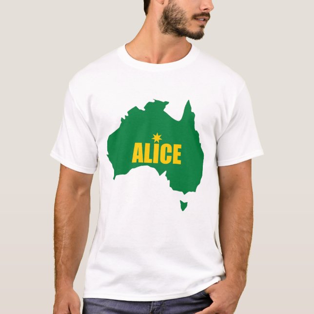 Alice Springs grönt och guld- kartaT-tröja Tee Shirt (Framsida)