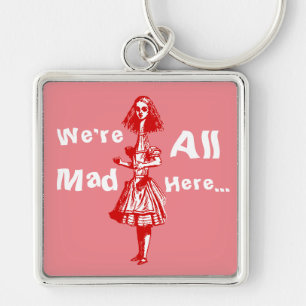 Alice Stretched i Wonderland Fyrkantig Silverfärgad Nyckelring