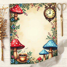 Alice Svamp Teacup Klocka Scrapbook Papper