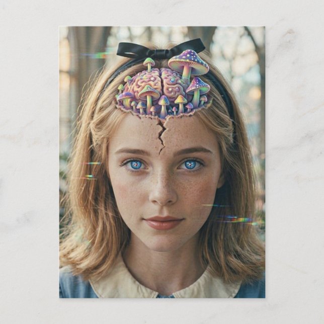 Alice Svampar Glitch Vykort (Framsida)