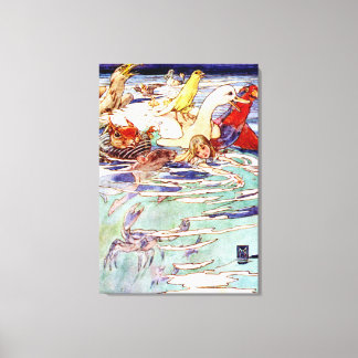 Alice Swimming i Bassäng i Tårar i Wonderland Canvastryck