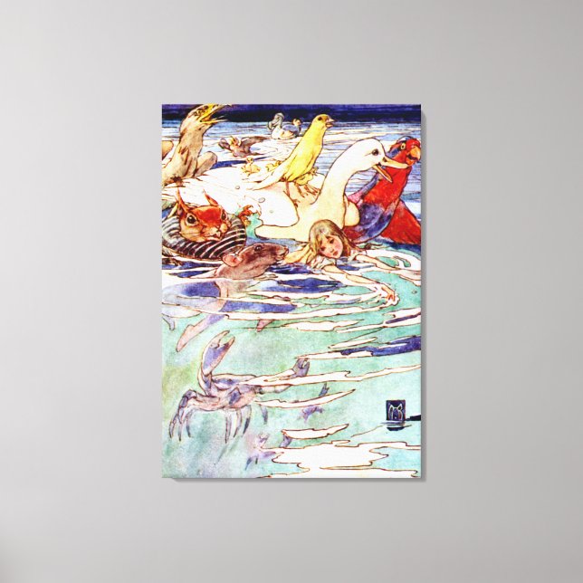 Alice Swimming i Bassäng i Tårar i Wonderland Canvastryck (Framsida)