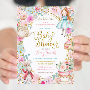 Alice Tea Party Baby Shower-inbjudan Inbjudningar