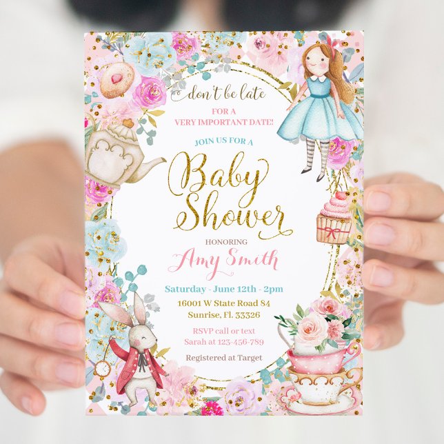 Alice Tea Party Baby Shower-inbjudan Inbjudningar (Skapare uppladdad)