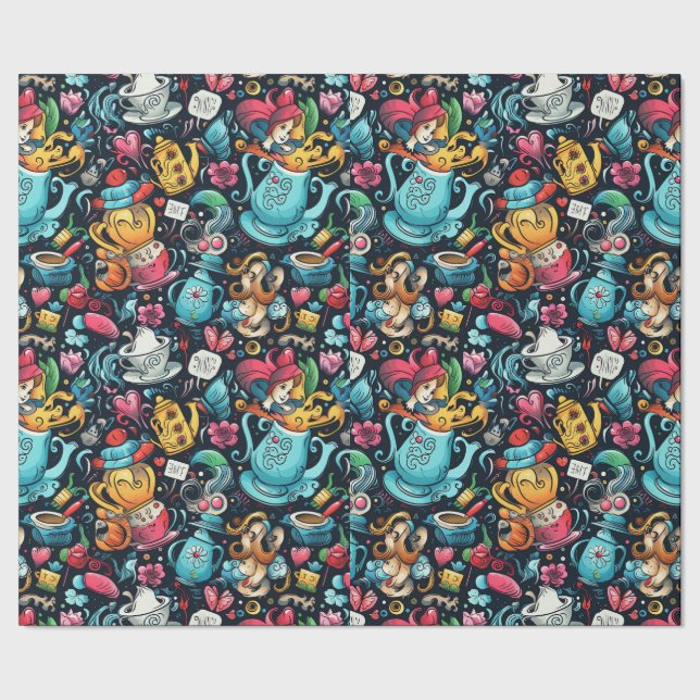 Alice Tea party Theme Presentpapper (Seam)