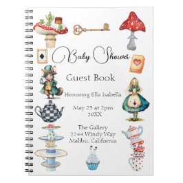 Alice Tea Party Theter Baby Shower Guest Anteckningsbok