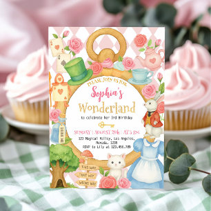 Alice Tea Party Wonderland Birthday-inbjudan Inbjudningar