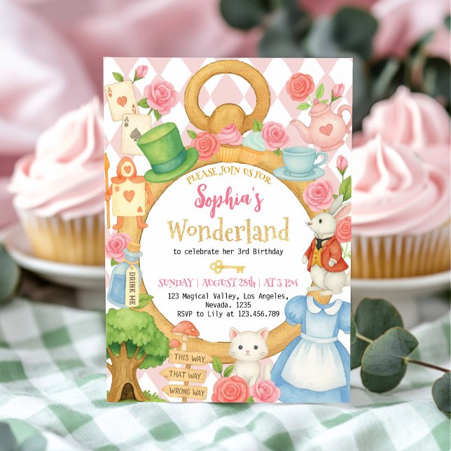 Alice Tea Party Wonderland Birthday-inbjudan Inbjudningar (Skapare uppladdad)